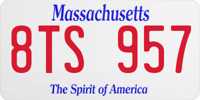 MA license plate 8TS957