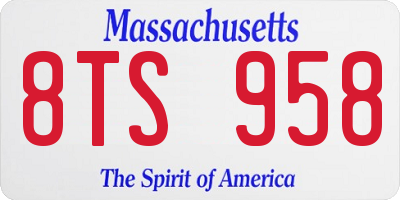MA license plate 8TS958