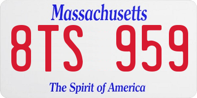 MA license plate 8TS959