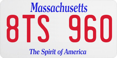 MA license plate 8TS960