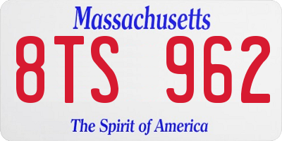 MA license plate 8TS962