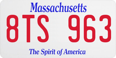 MA license plate 8TS963