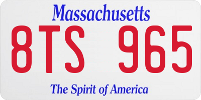 MA license plate 8TS965