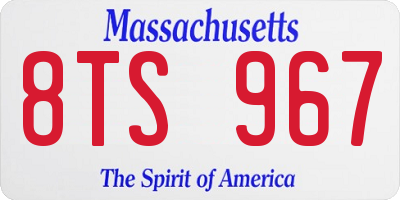 MA license plate 8TS967