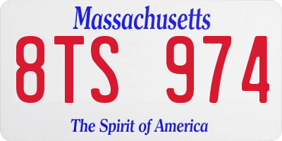 MA license plate 8TS974