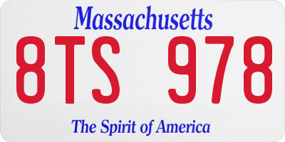 MA license plate 8TS978