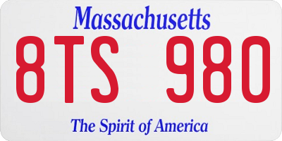 MA license plate 8TS980