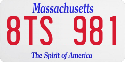 MA license plate 8TS981
