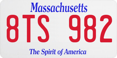 MA license plate 8TS982
