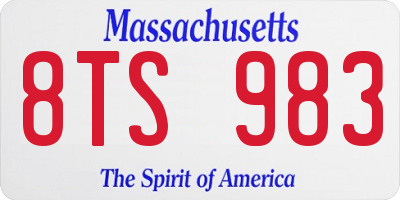 MA license plate 8TS983
