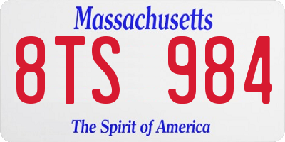 MA license plate 8TS984