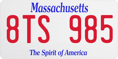 MA license plate 8TS985