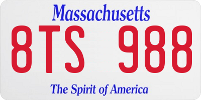 MA license plate 8TS988