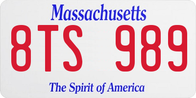 MA license plate 8TS989