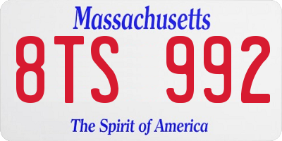 MA license plate 8TS992