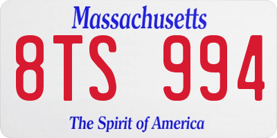 MA license plate 8TS994