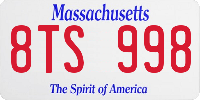 MA license plate 8TS998