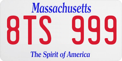 MA license plate 8TS999