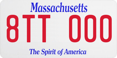 MA license plate 8TT000
