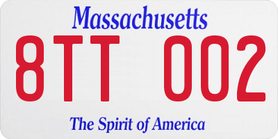 MA license plate 8TT002