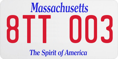 MA license plate 8TT003