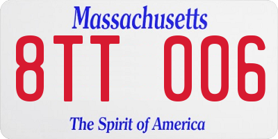 MA license plate 8TT006