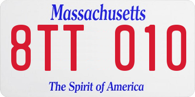 MA license plate 8TT010