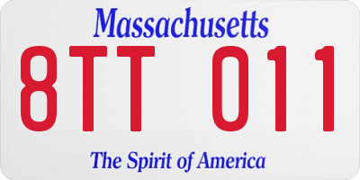 MA license plate 8TT011