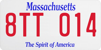 MA license plate 8TT014