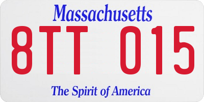 MA license plate 8TT015