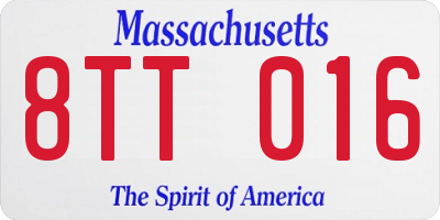 MA license plate 8TT016