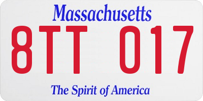 MA license plate 8TT017