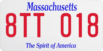 MA license plate 8TT018