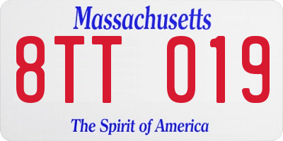 MA license plate 8TT019