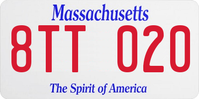 MA license plate 8TT020