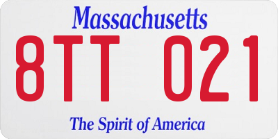 MA license plate 8TT021