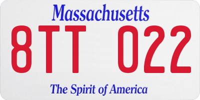 MA license plate 8TT022
