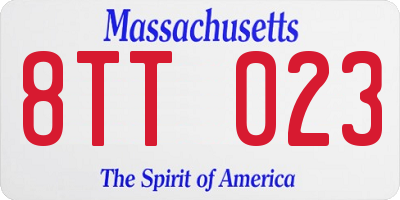MA license plate 8TT023