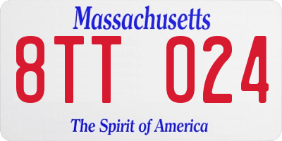 MA license plate 8TT024