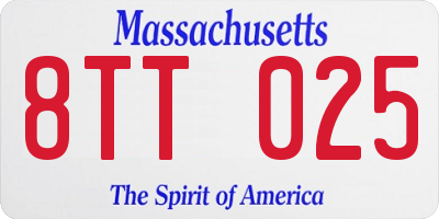 MA license plate 8TT025