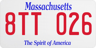 MA license plate 8TT026
