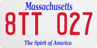 MA license plate 8TT027