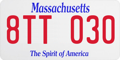 MA license plate 8TT030