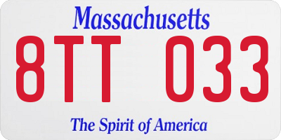 MA license plate 8TT033