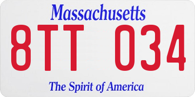 MA license plate 8TT034
