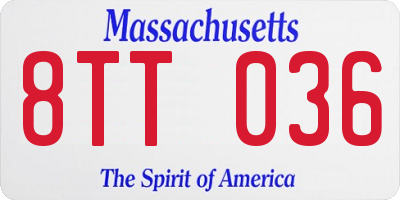 MA license plate 8TT036