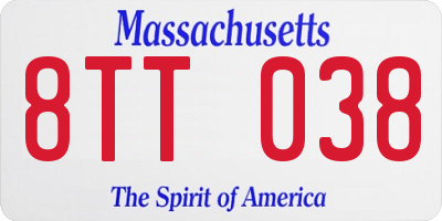 MA license plate 8TT038