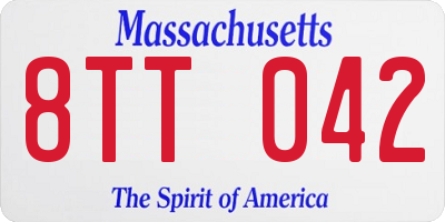 MA license plate 8TT042