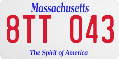 MA license plate 8TT043