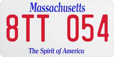 MA license plate 8TT054